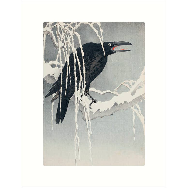 Crow on Snowy Branch - Ohara Koson | Holiday Greeting Card