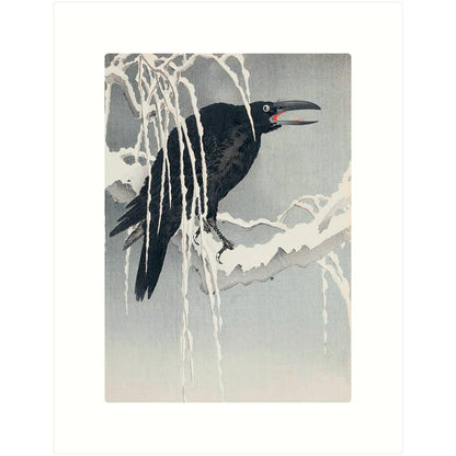 Crow on Snowy Branch - Ohara Koson | Holiday Greeting Card