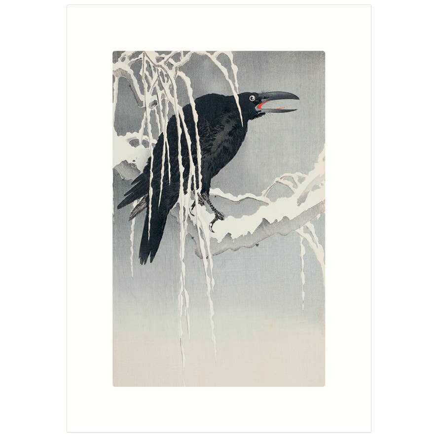 Crow on Snowy Branch - Ohara Koson | Holiday Greeting Card