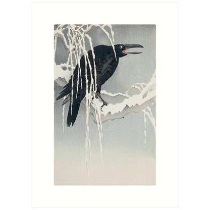 Crow on Snowy Branch - Ohara Koson | Holiday Greeting Card