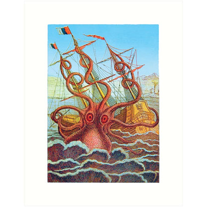 Octopus & Ship | Blank Greeting Card